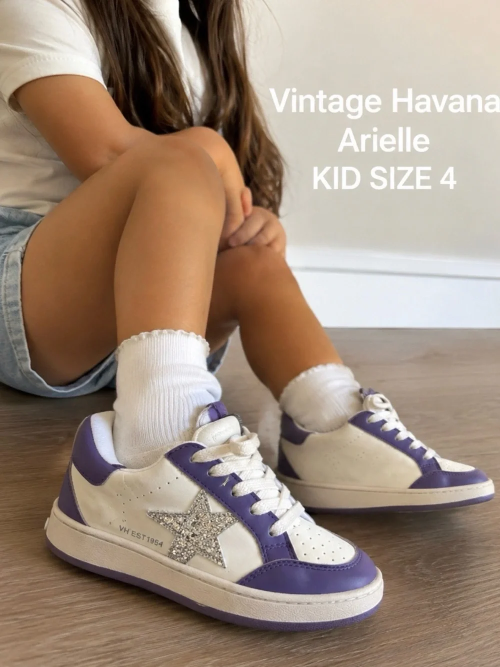 Vintage Havana Kids Ariella Low Top Sneakers zipper lace up size 4 big kid